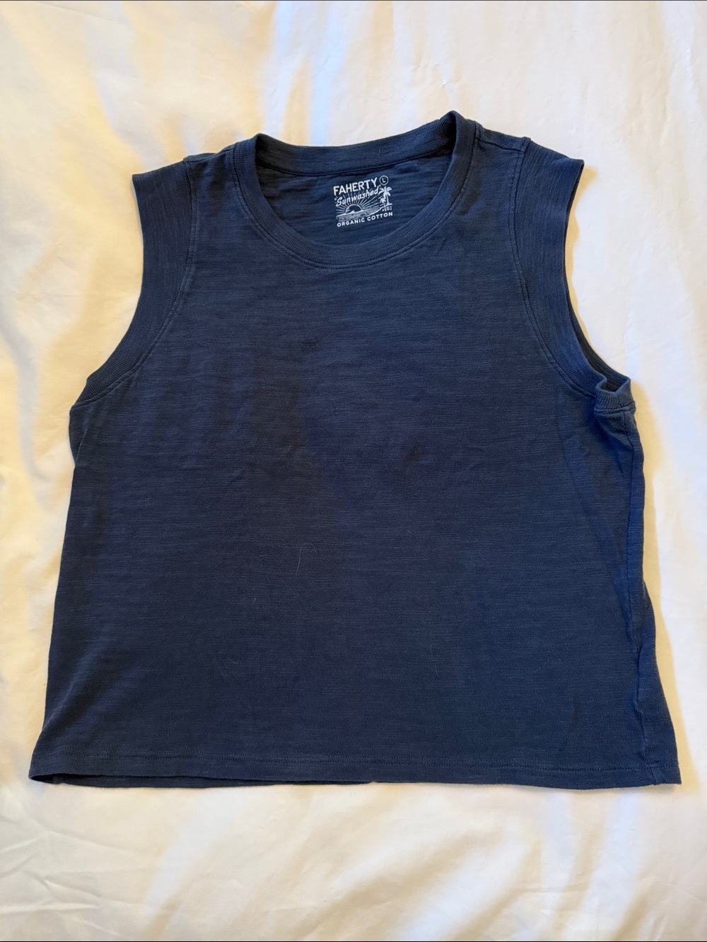 Faherty Deep Navy Cropped Crewneck Tank